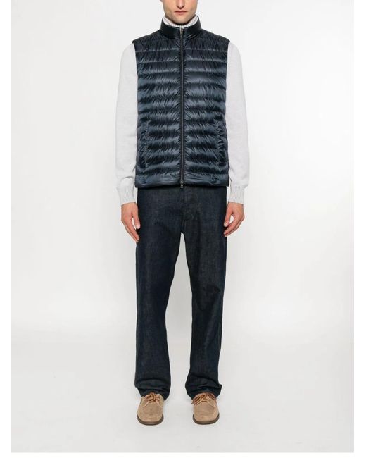Herno Blue Nylon Down Vest for men