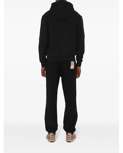 Burberry Black Cotton Full Zip Hoodie for men