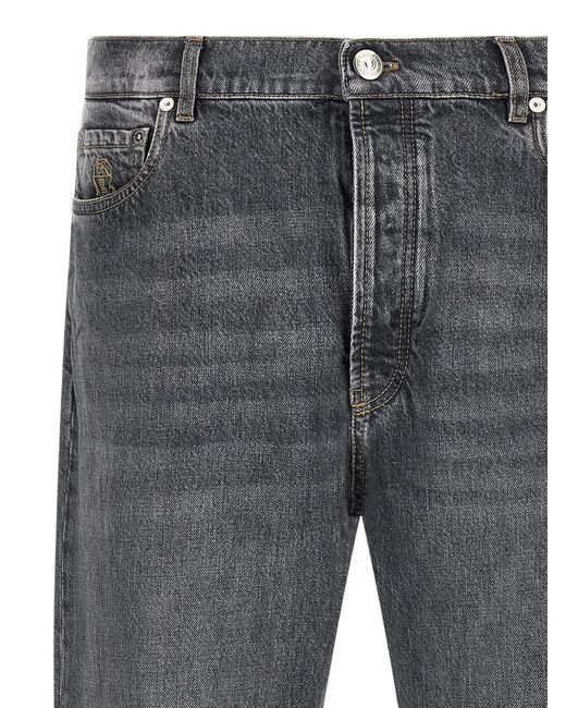 Brunello Cucinelli Gray Jeans Denim Greyscale for men