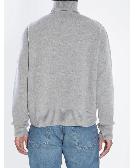 AMI Gray Ami De Coeur Turtleneck for men