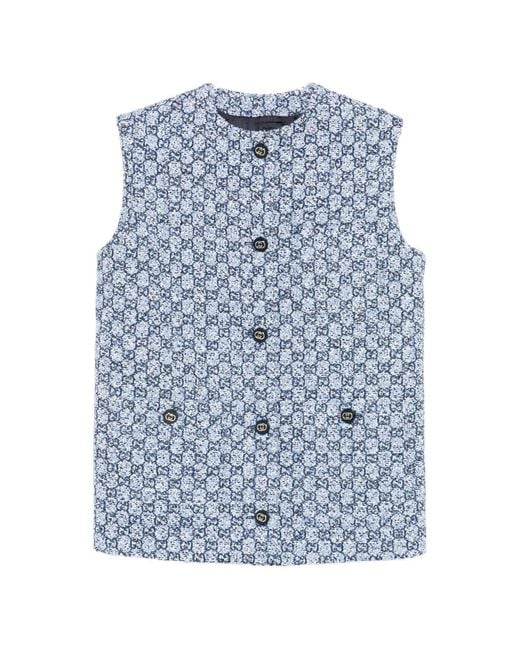 Gucci Blue Vest With Decorative Buttons