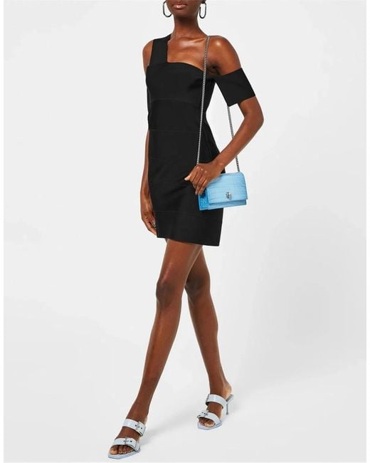 McQueen Black Cut-Out One-Shoulder Mini Dress