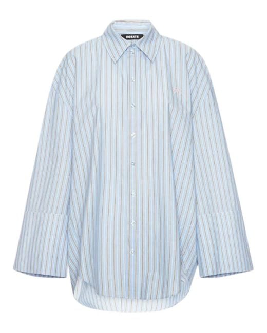 ROTATE BIRGER CHRISTENSEN Blue Striped Buttoned Shirt