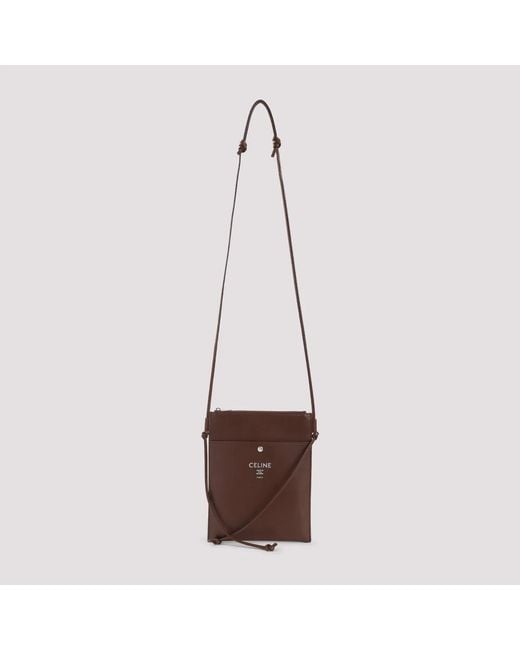 Céline Brown Chocolate Lamb Leather Sharp Pouch for men