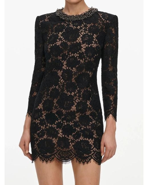 Self-Portrait Black Lace Long Sleeve Mini Dress
