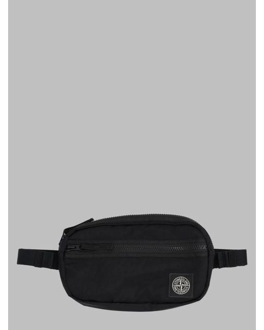 Stone Island Gray Nylon Waist Bag With Zip Pocket for men