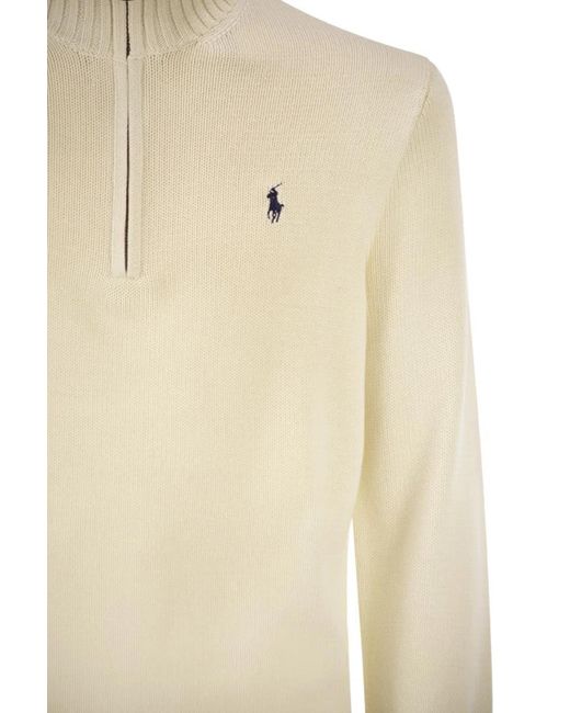 Polo Ralph Lauren Natural Cotton Jumper With Zip Fastening for men