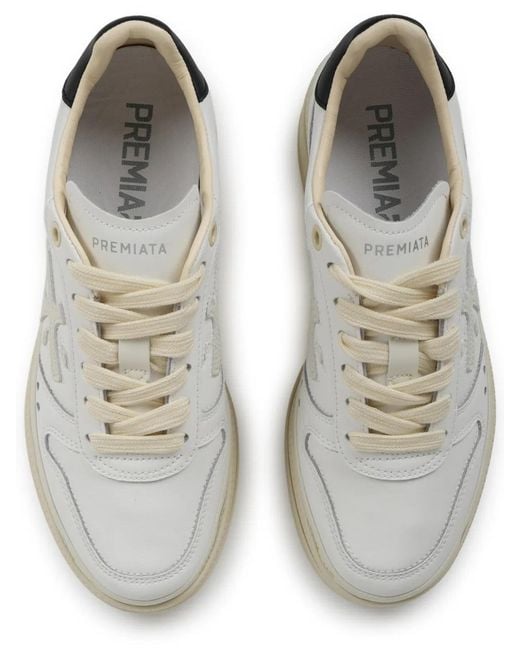 Premiata White Calf Leather Sneaker