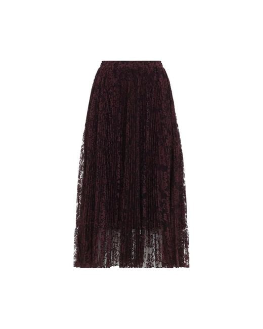 Ermanno Scervino Purple Vineyard Lace Midi Skirt