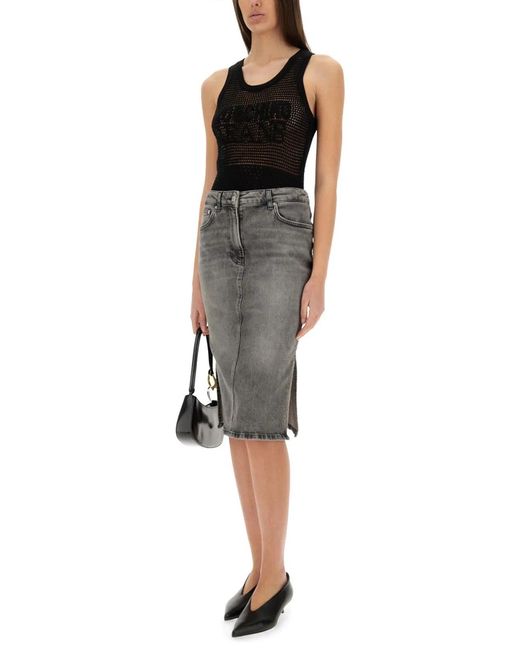 Moschino Black Mesh Top With Logo