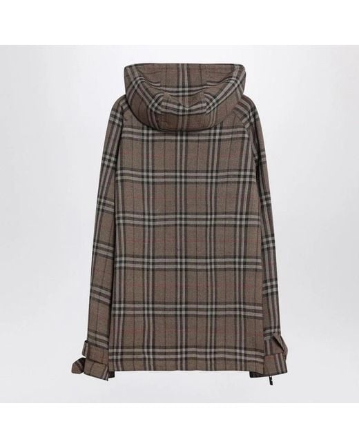 Burberry Gray Half-Zip Jacket With Check Pattern for men