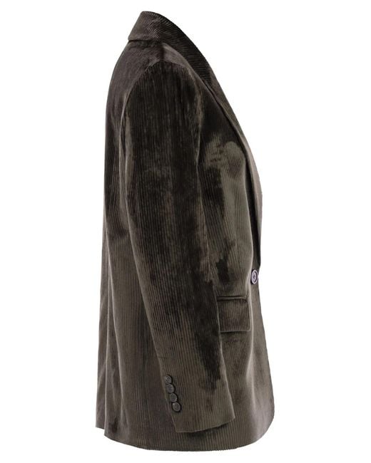 Peserico Black Velvet Blazer With Thousand Stripes