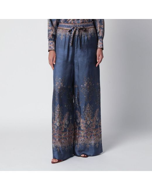 Zimmermann Blue Valiant Silk Trousers