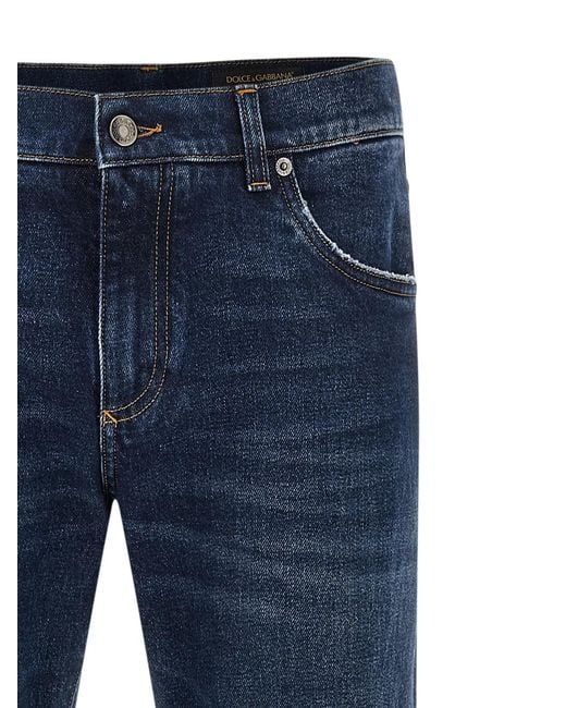 Dolce & Gabbana Blue Dolce & Gabbana Logo Plaque Jeans for men