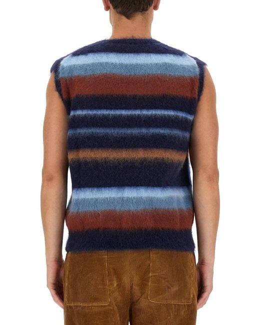 Etro Blue Vest With Stripe Pattern for men