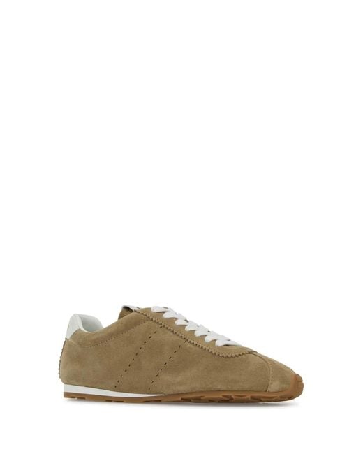 Miu Miu Green Cappuccino Suede Plume Sneakers