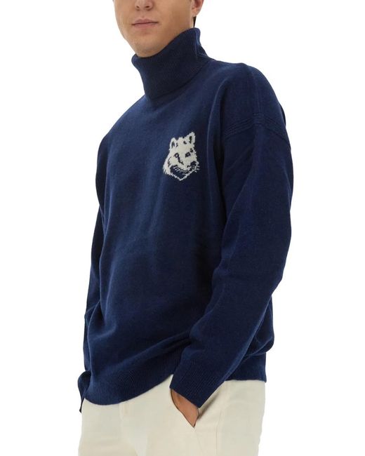 Maison Kitsuné Blue Maison Kitsuné Fox Head Jersey for men