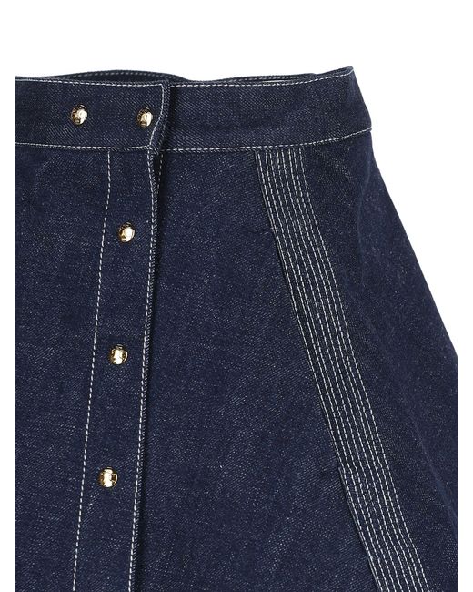 Céline Blue Rinsed Peplum Skirt