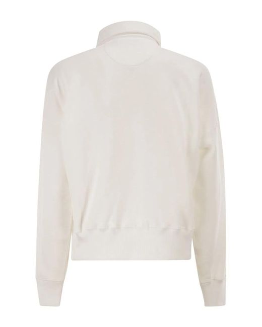 Polo Ralph Lauren White Half-Zip Collared Sweatshirt