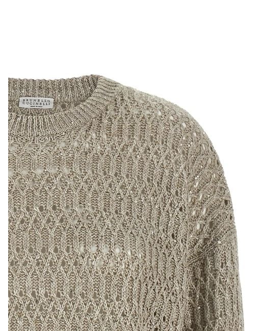 Brunello Cucinelli Gray 'Dazzling Braids' Sweater