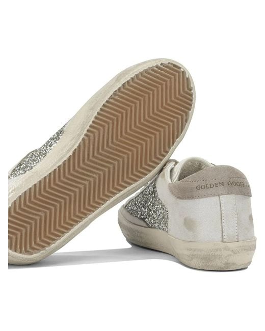 Golden Goose Deluxe Brand White Super-Star Glitter Sneakers
