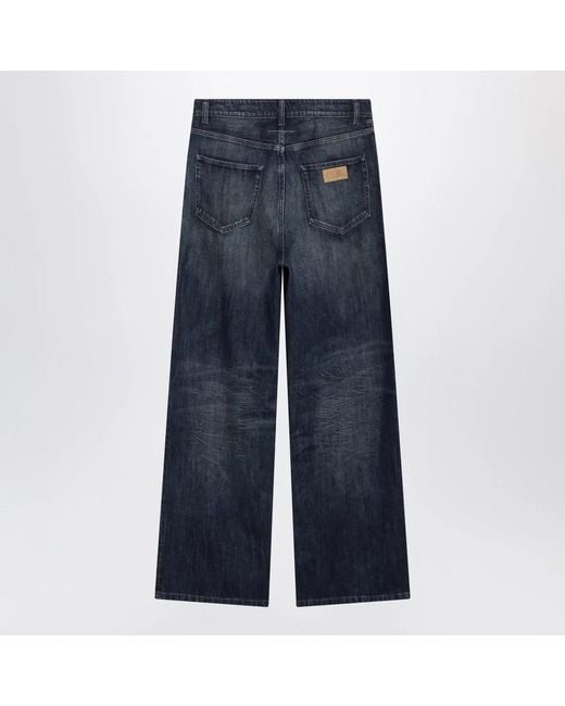 MM6 by Maison Margiela Blue Wide Washed Denim Jeans for men