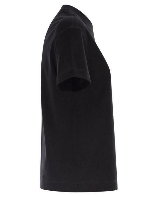 Brunello Cucinelli Black Cotton Jersey T-Shirt With Shiny Tab