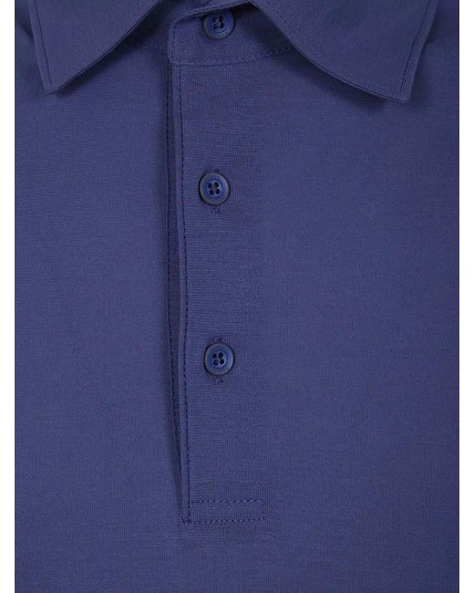 Herno Blue Knitted Polo Shirt for men