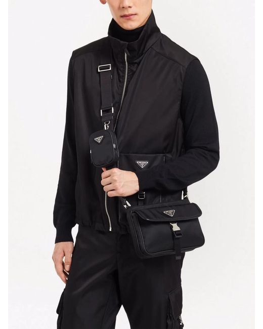 Prada Black Re-Nylon And Saffiano Leather Shoulder Bag for men