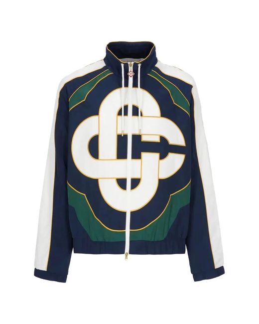 Casablanca Blue Zip-Fastening Logo-Detail Jacket for men