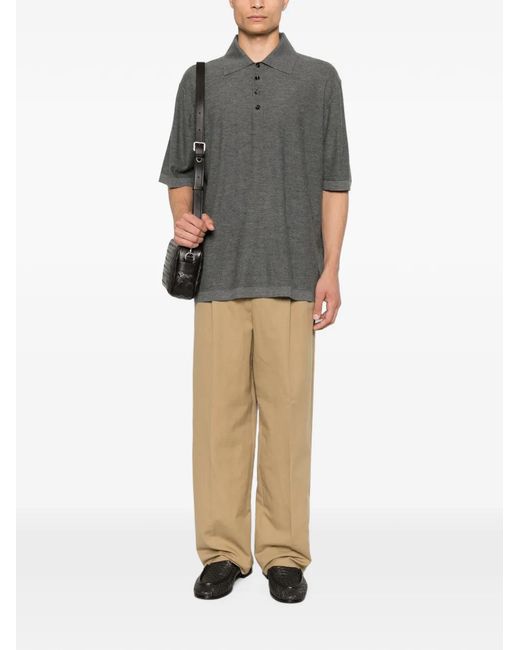 Bottega Veneta Gray Cashmere Polo Shirt for men