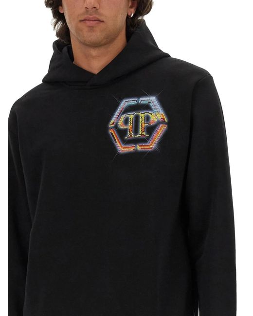 Philipp Plein Black Sweatshirt With Logo for men
