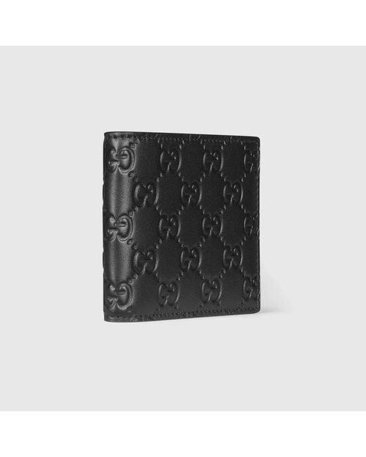 Gucci Black Embossed Leather Bifold Wallet for men