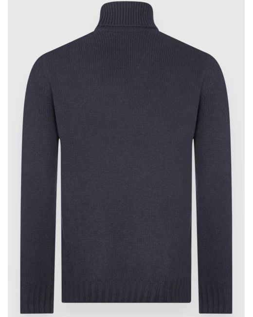 Gran Sasso Blue Cabled Super Geelong Turtleneck for men