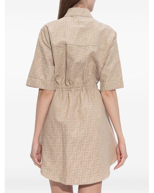 Fendi Ff Chambray Dress in Natural | Lyst UK