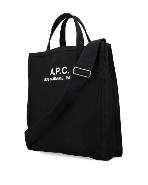 A.P.C. Black Cotton Cabas Recuperation Handbag for men