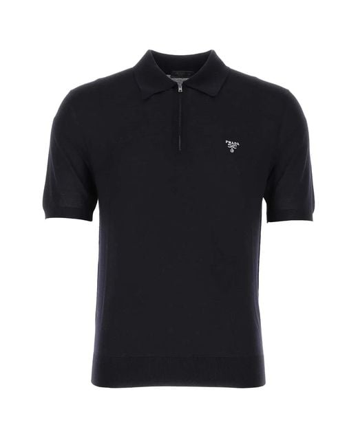 Prada Black Midnight Wool Polo Shirt for men