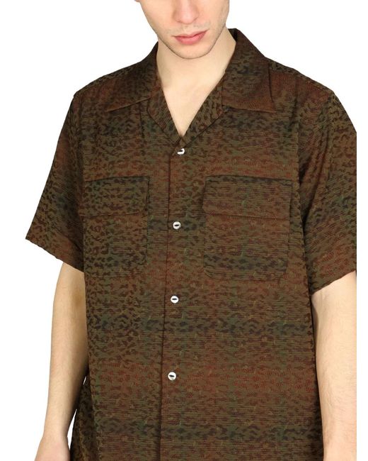 Needles Green Animalier Print Shirt for men