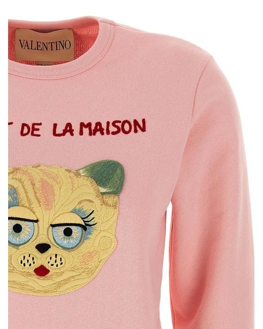 Valentino Garavani Pink 'Le Chat De La Maison' Sweatshirt