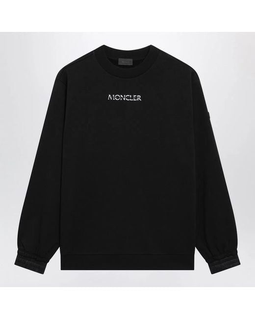 Moncler Black Cotton Sweatshirt With Logo