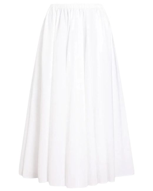 Patou White Cotton Midi Skirt