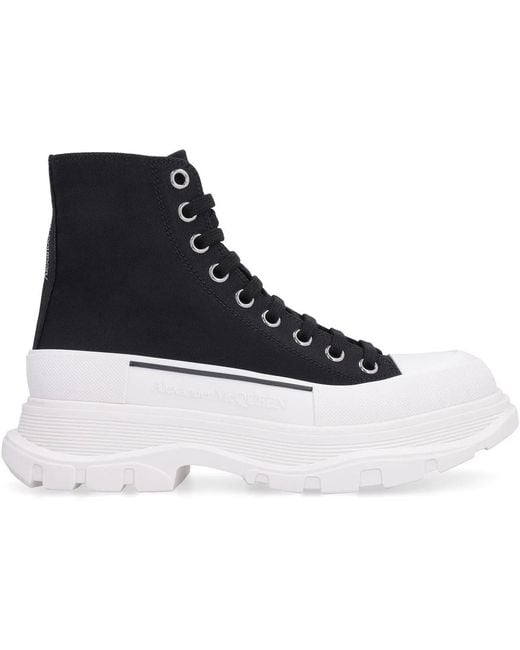McQueen White Canvas Tread Slick Sneakers