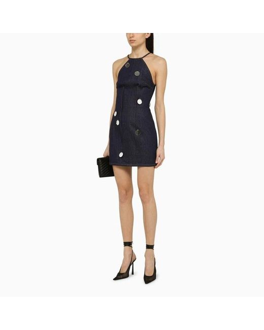 David Koma Blue Denim Mini Dress With Mirrors