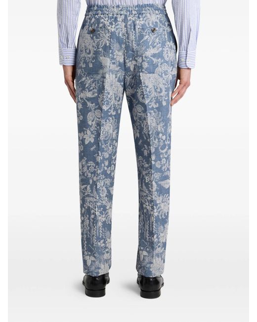 Etro Blue Cotton Jogger Pants for men