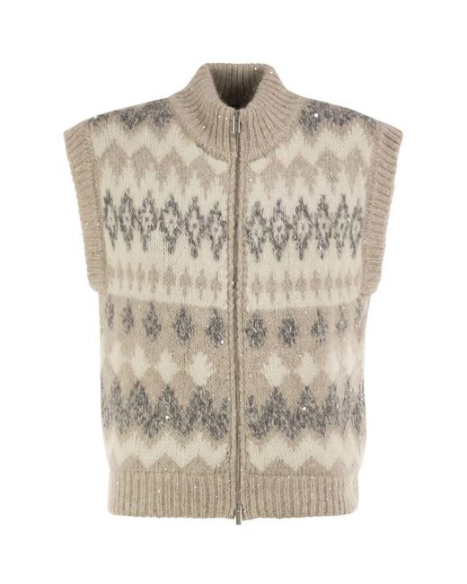Peserico Natural Jacquard Knitted Gilet