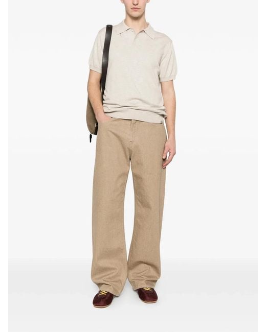 Woolrich White Knitted Polo for men