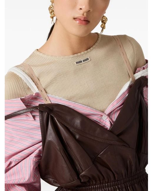 Miu Miu Pink Cotton Trochus Niloticus Dress