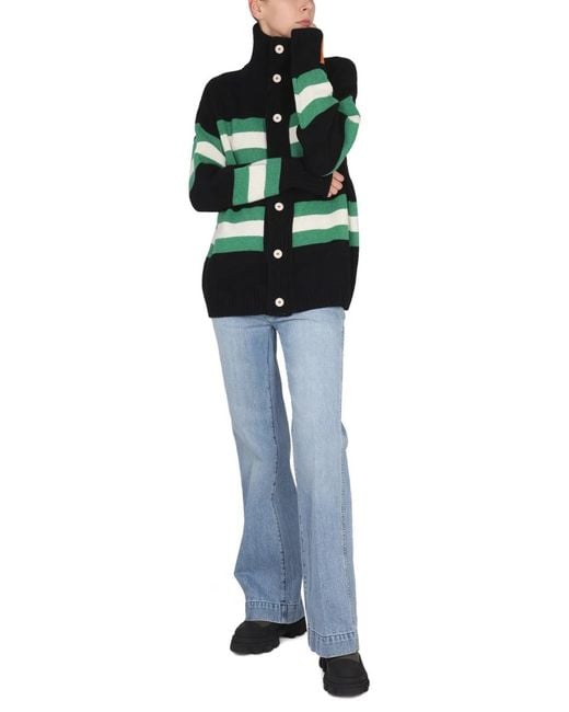 RIGHT FOR Green Turtleneck Cardigan