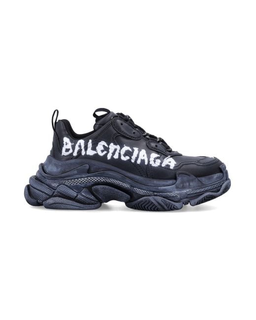 Balenciaga Triple S Paint Logo Sneakers in Blue Lyst