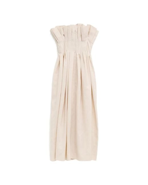 Khaite White Claude Linen Blend Midi Dress